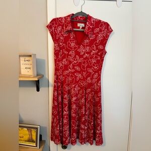 Signature by Robbie Bee Red and White Floral Midi Dress